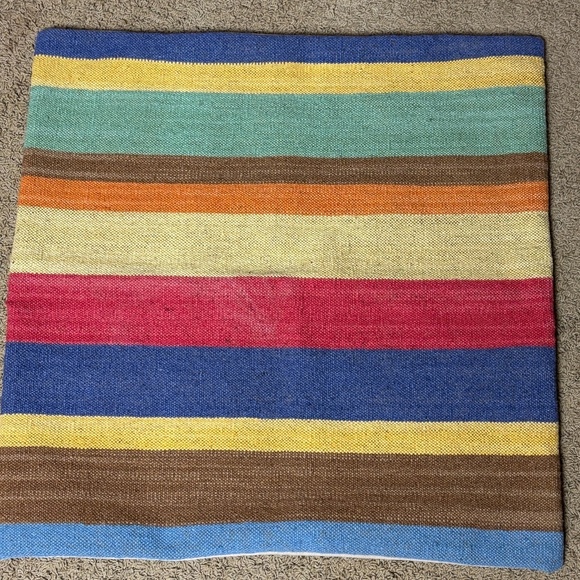 The Company Store Turkish Wool Kilim Floor Pillow Cushion Cover 25 X 25 Handmade - Picture 1 of 11